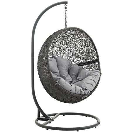 MODWAY Hide Outdoor Patio Swing Chair with Stand, Gray EEI-2273-GRY-GRY